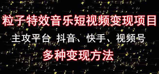 黄岛主《粒子特效音乐短视频变现项目》主攻平台抖音、快手、视频号多种变现方法-59爱分享